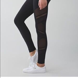 RARE Lululemon Just Breathe Pants in black Mesh!
